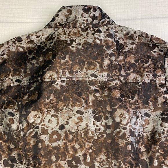 Tribal Brown Artsy Fall Zip Up Lightweight 3/4 Sleeves Jacket Blazer Size 16 - Picture 11 of 16